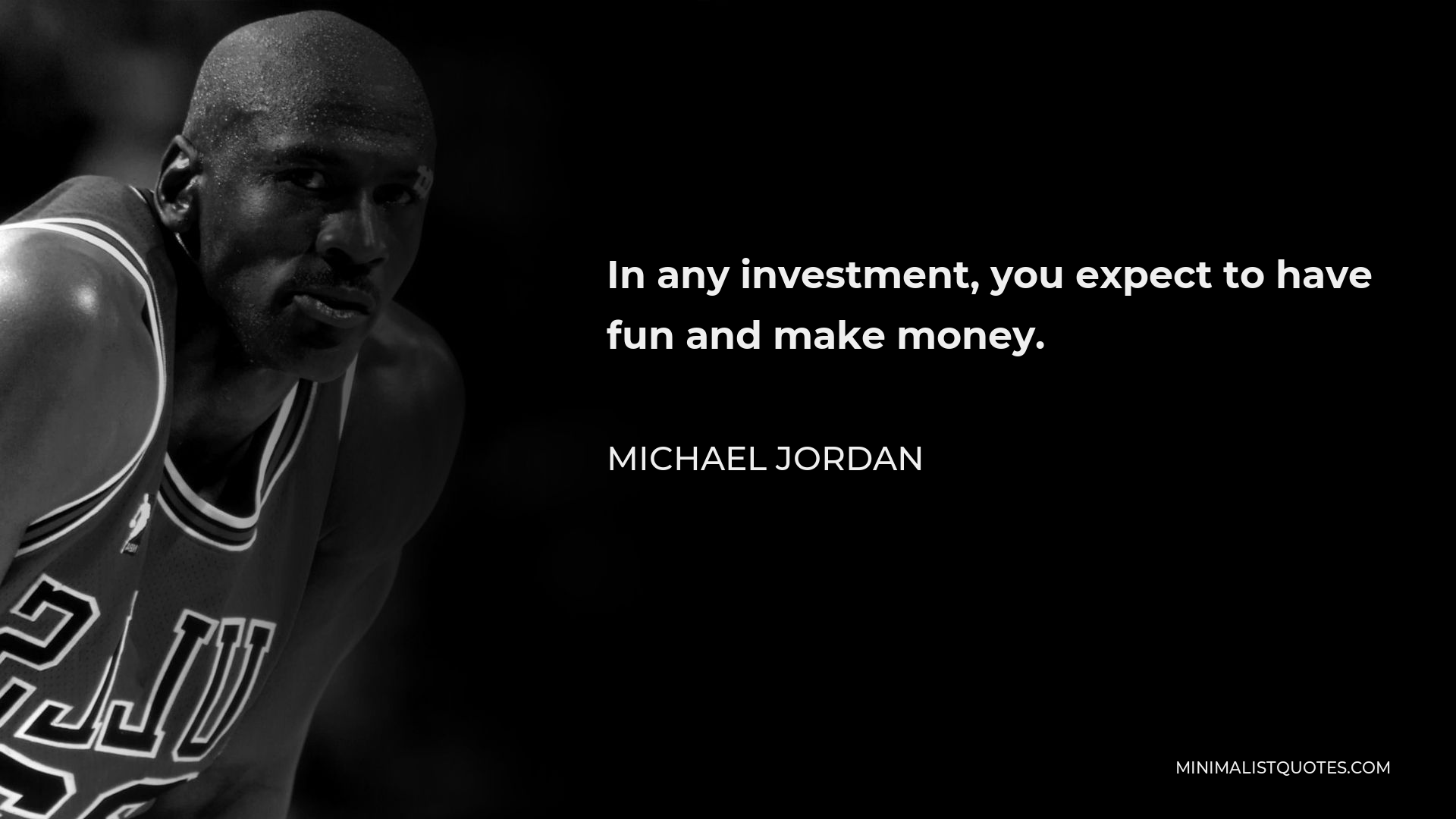 Michael Jordan Quote - In any investment, you expect to have fun and make money.