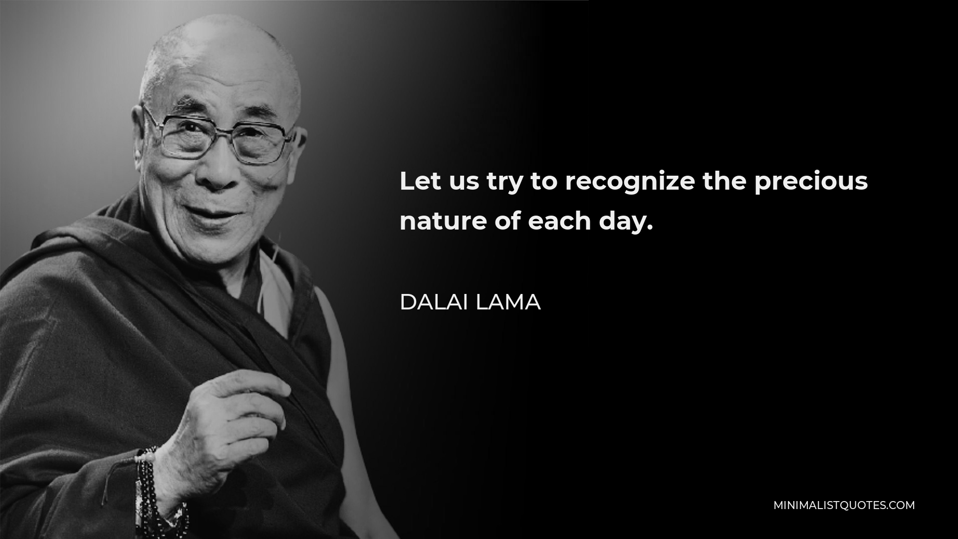 Dalai Lama Quote - Let us try to recognize the precious nature of each day.