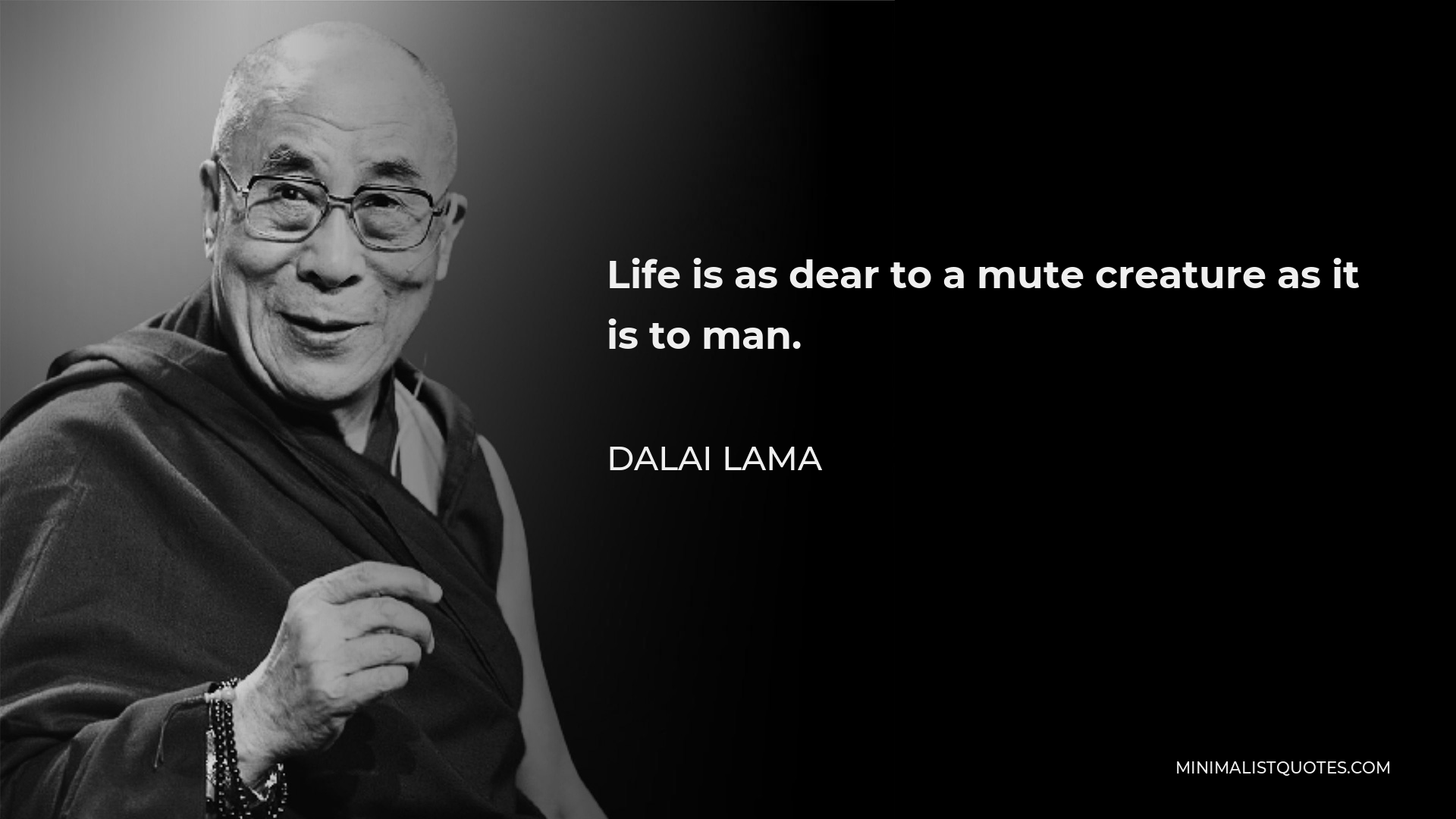 Dalai Lama Quote - Life is as dear to a mute creature as it is to man.