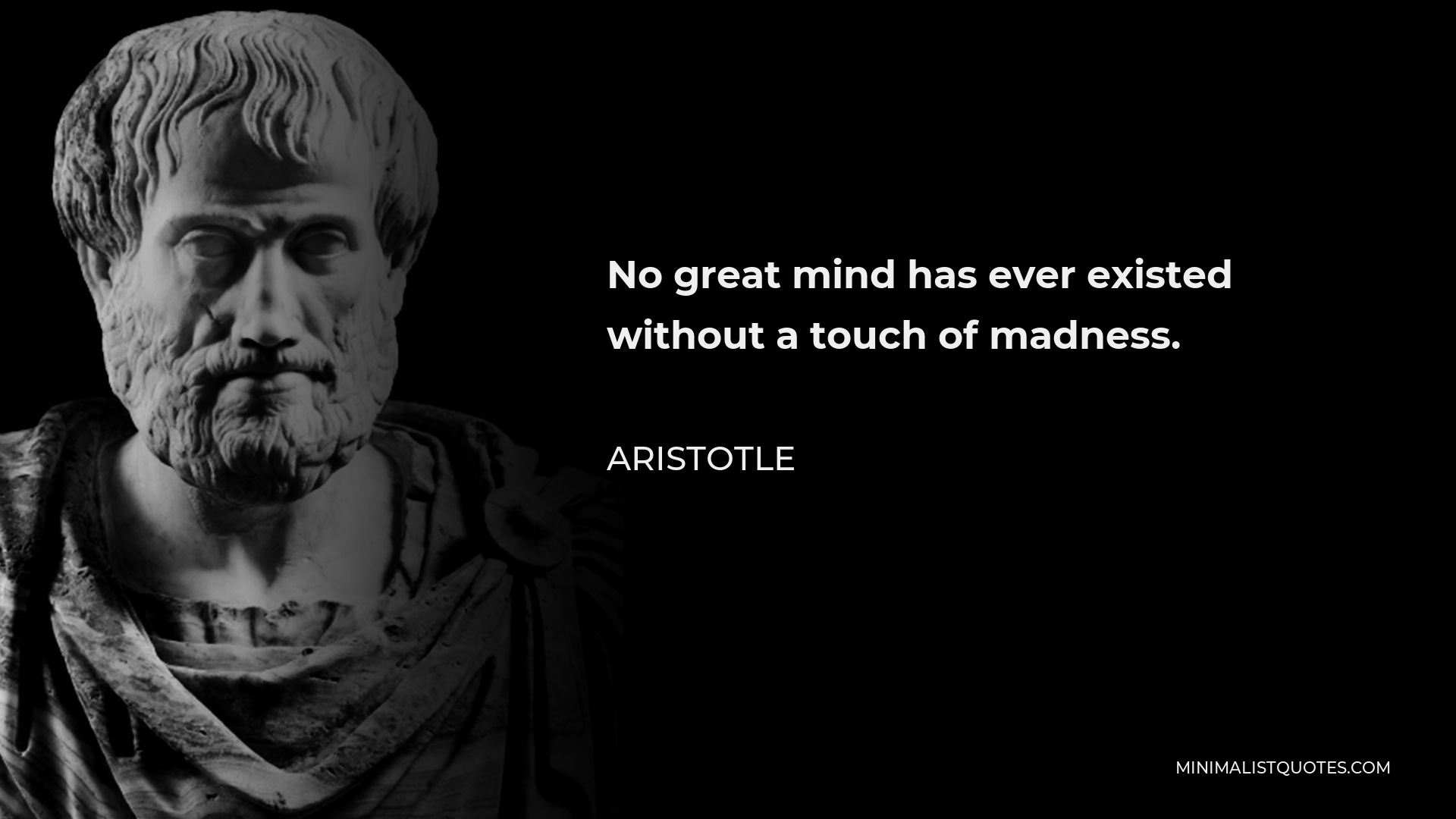 Aristotle Quote - No great mind has ever existed without a touch of madness.