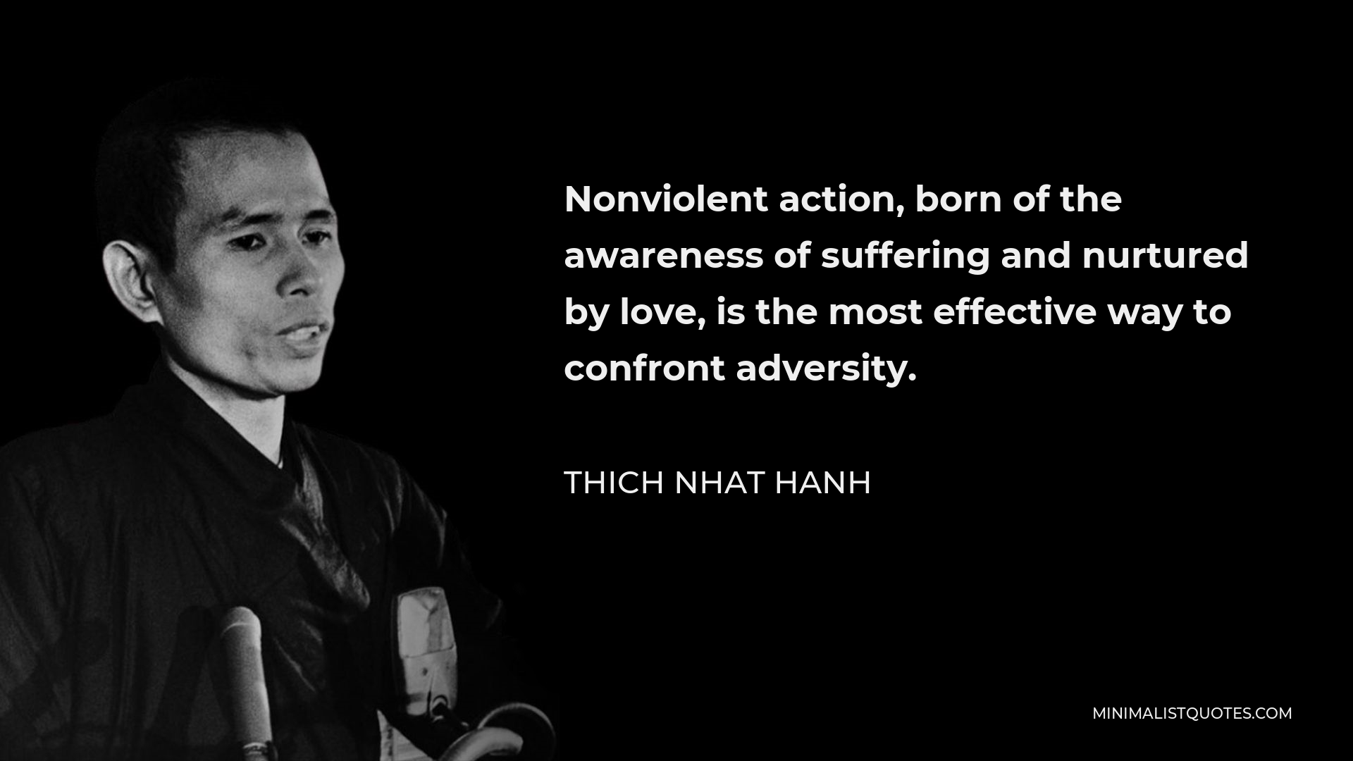 Thich Nhat Hanh Quote - Nonviolent action, born of the awareness of suffering and nurtured by love, is the most effective way to confront adversity.