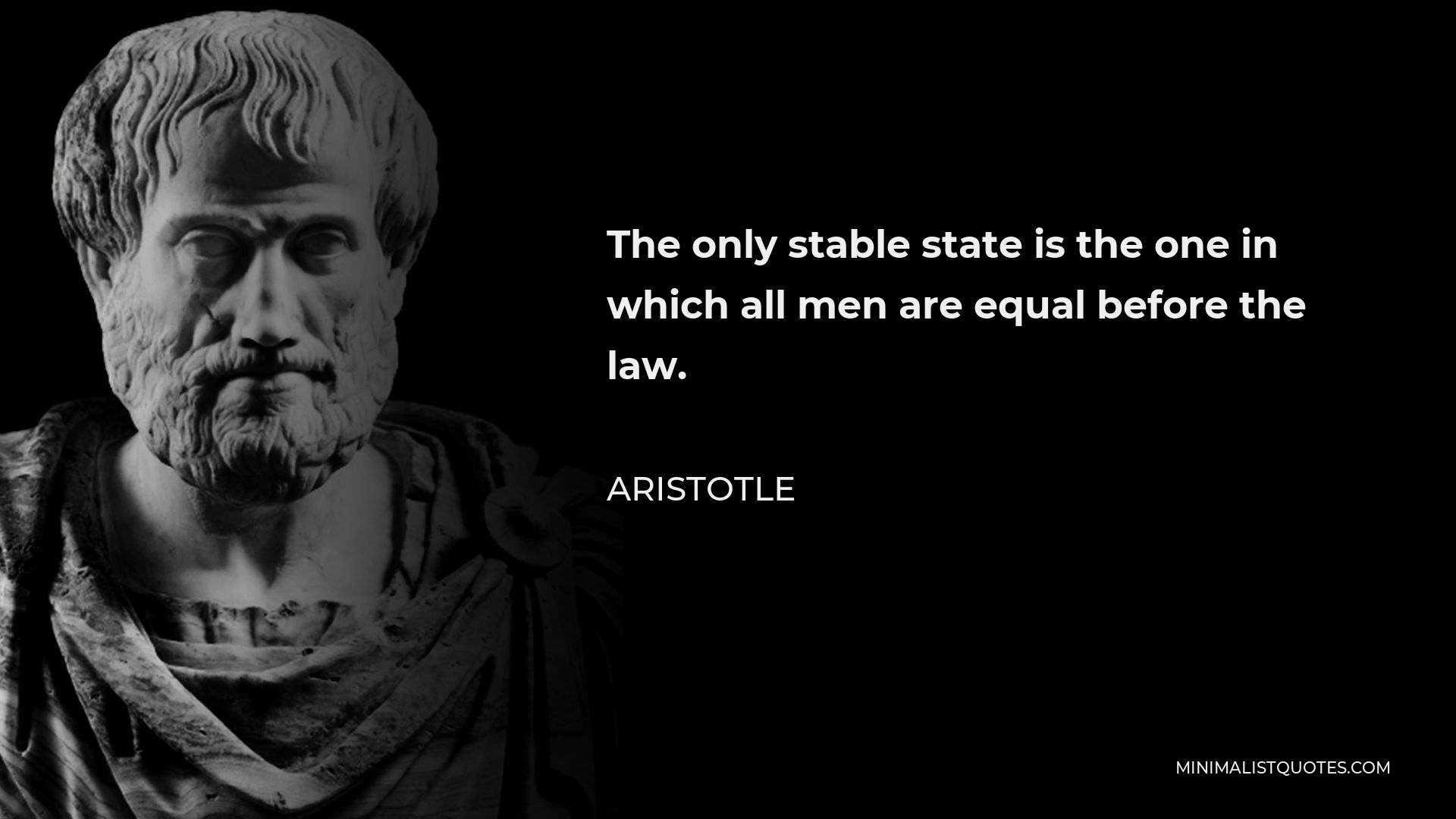 Aristotle Quote - The only stable state is the one in which all men are equal before the law.
