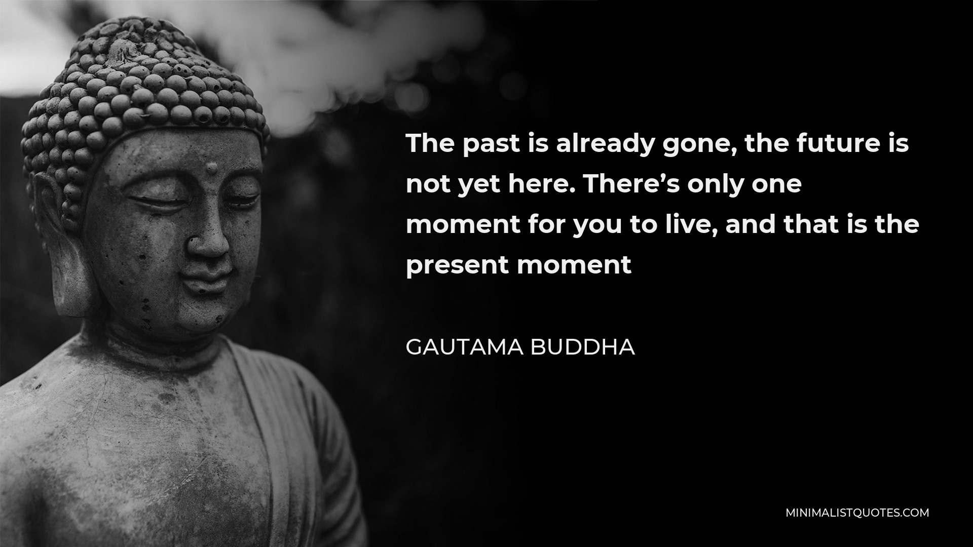 Gautama Buddha Quote - The past is already gone, the future is not yet here. There’s only one moment for you to live, and that is the present moment