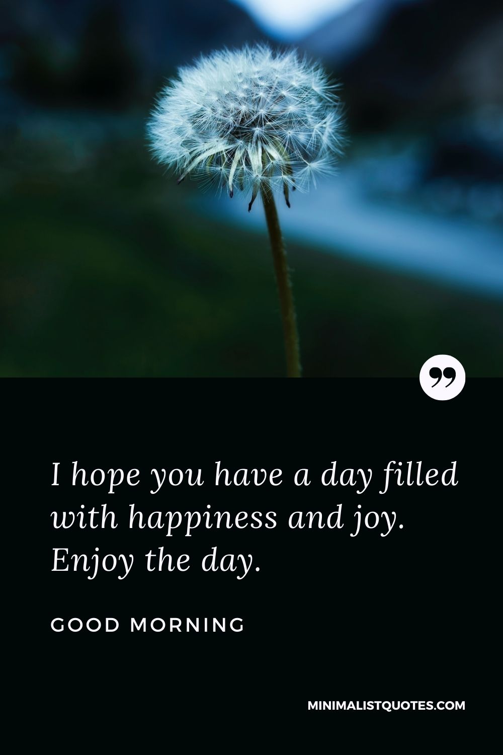 Good Morning Wish & Message With Image: I hope you have a day filled with happiness and joy. Enjoy the day.