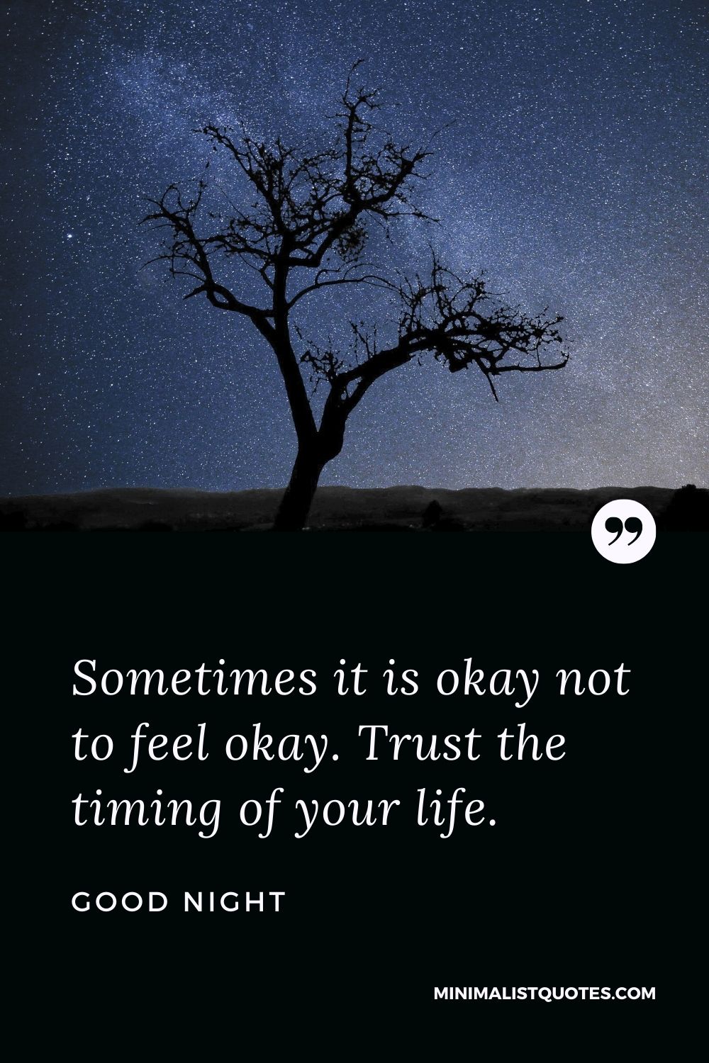 Good Night Wishes - Sometimes it is okay not to feel okay. Trust the timing of your life.