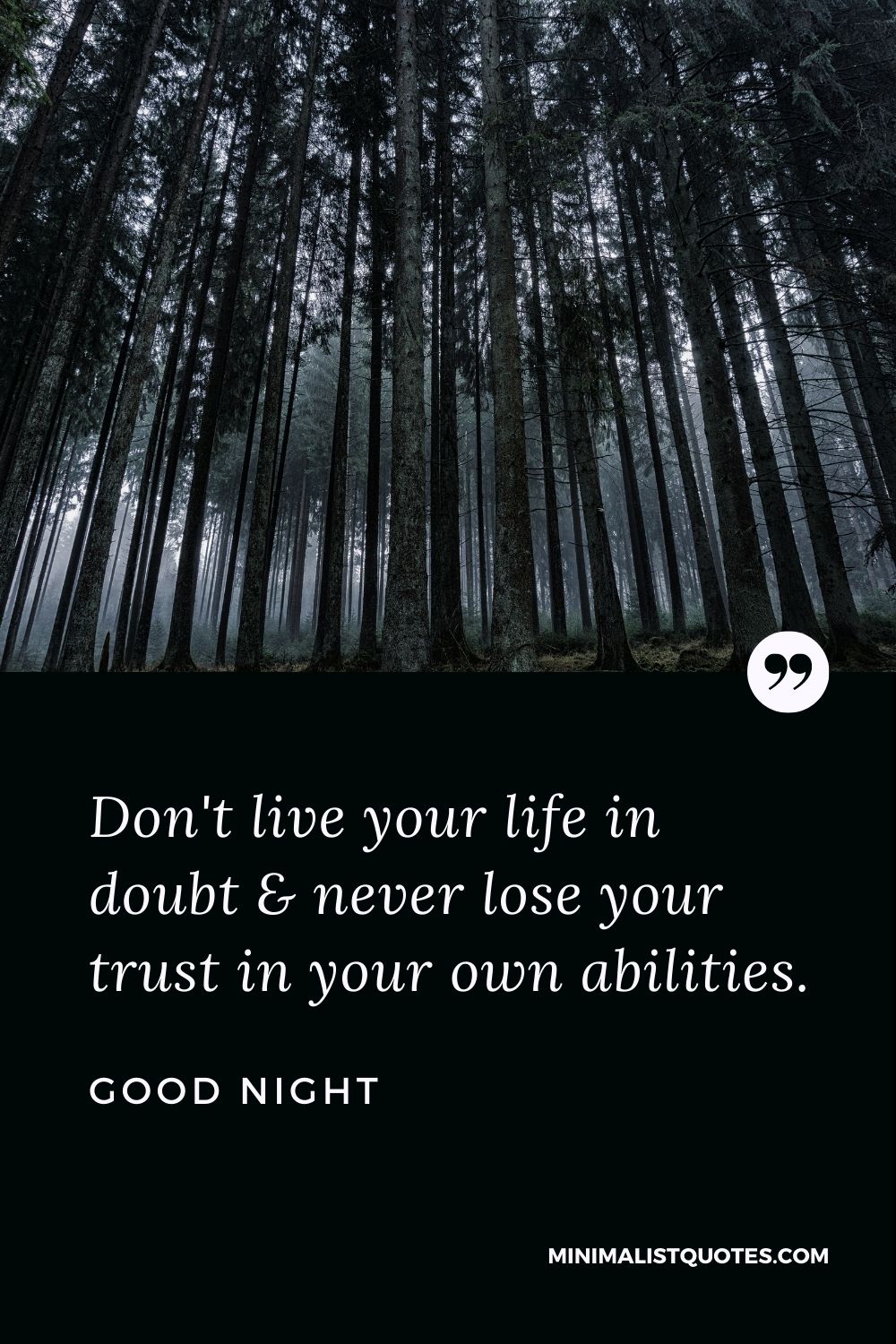 Good Night Wishes - Don't live your life in doubt & never lose your trust in your own abilities.
