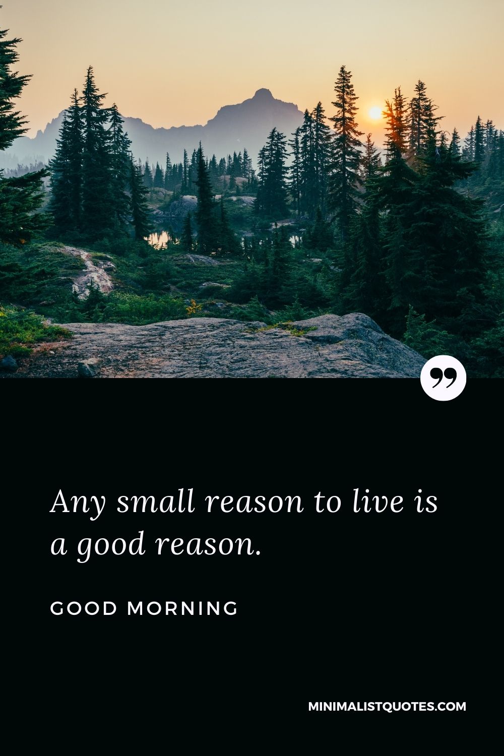 Good Morning Wish & Message With Image: Any small reason to live is a good reason.