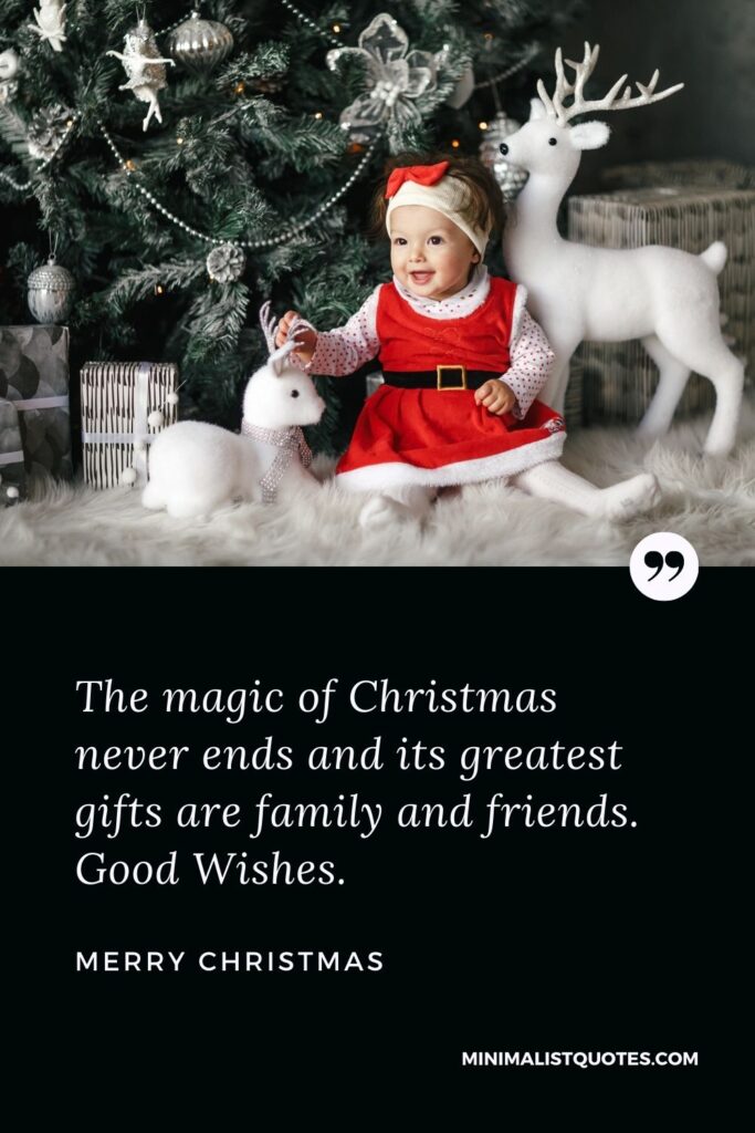 Merry Christmas Wish - The magic of Christmas never ends and its greatest gifts are family and friends. Good Wishes.