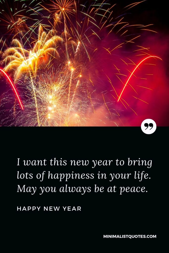New Year Wish - I want this new year to bring lots of happiness in your life. May you always be at peace.