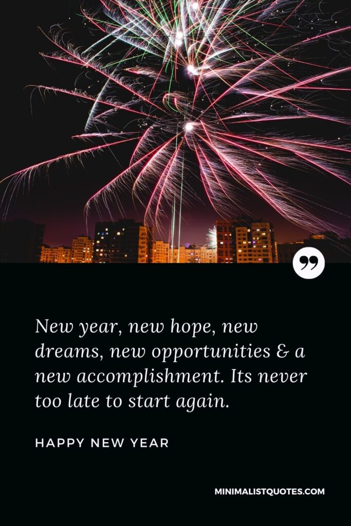 New Year Wish - New year, new hope, new dreams, new opportunities & a new accomplishment. Its never too late to start again.
