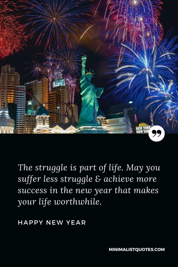 New Year Wish - The struggle is part of life. May you suffer less struggle & achieve more success in the new year that makes your life worthwhile.