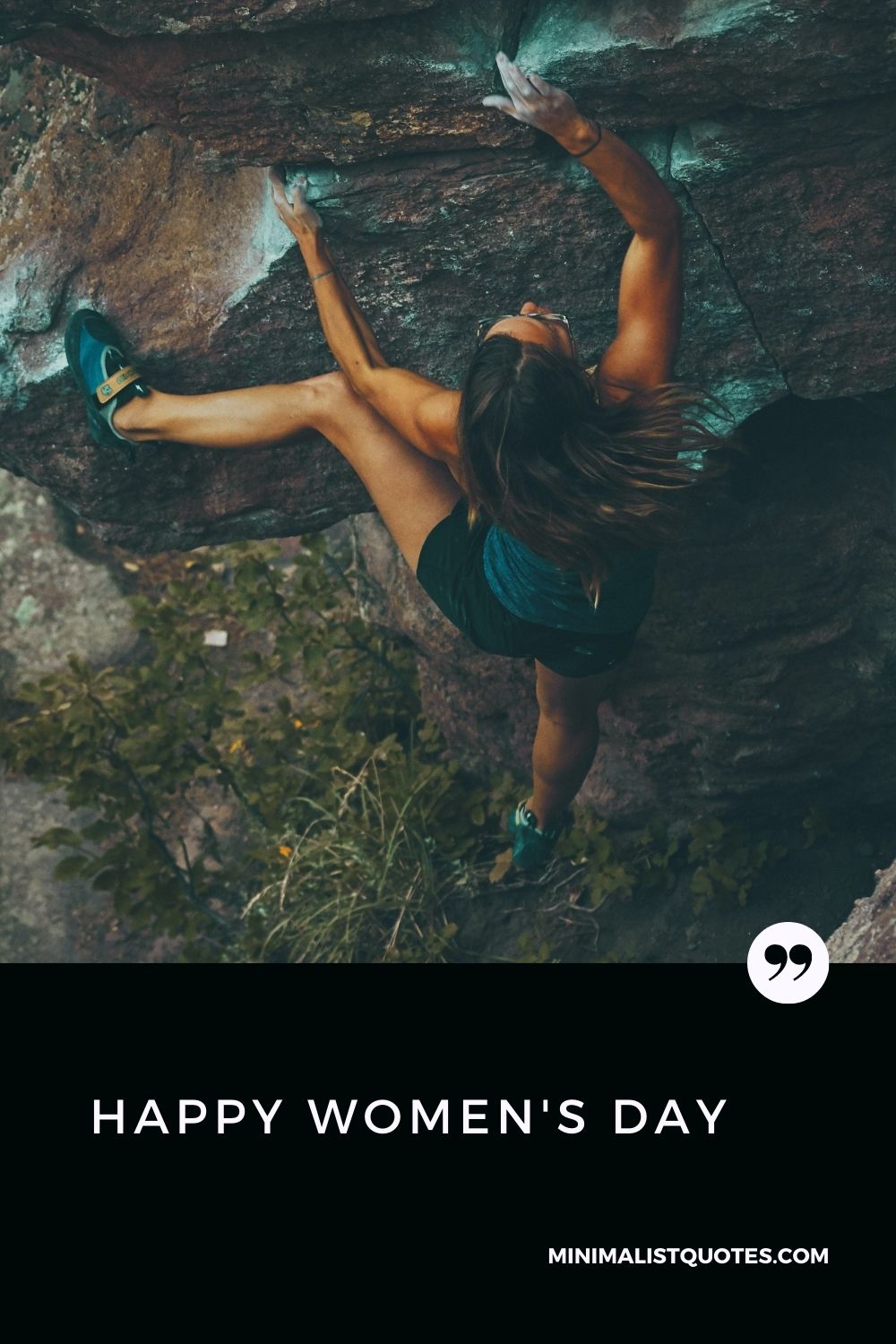 Women's Day Wish: A women climbing on the mountain.