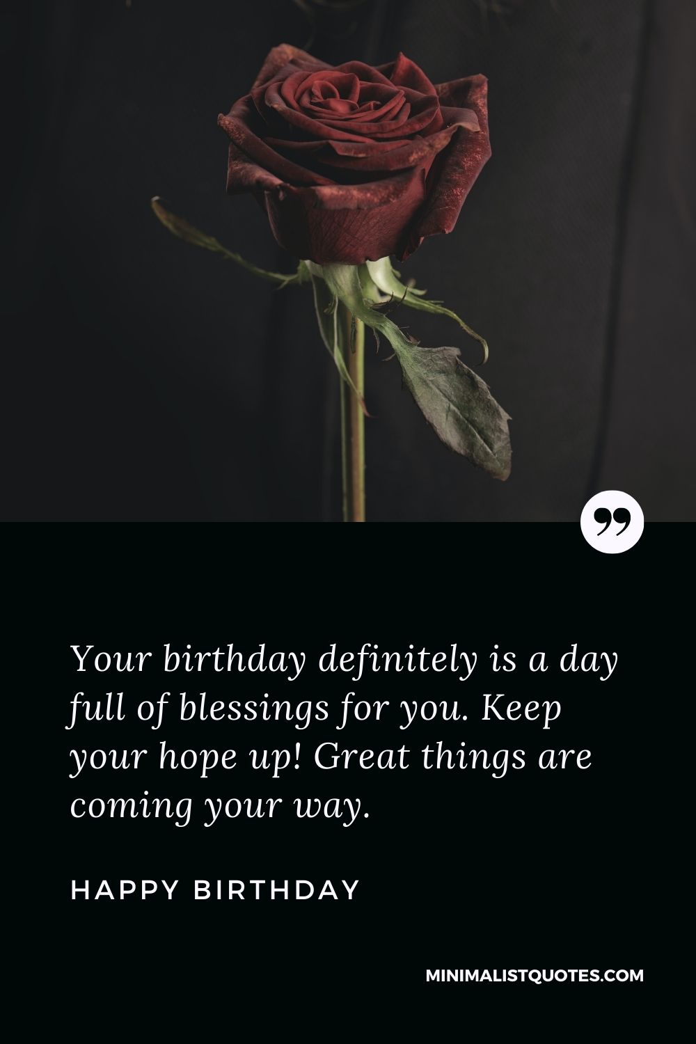 Birthday Wish & Message with HD Image: Your birthday definitely is a day full of blessings for you. Keep your hope up! Great things are coming your way. Happy Birthday!