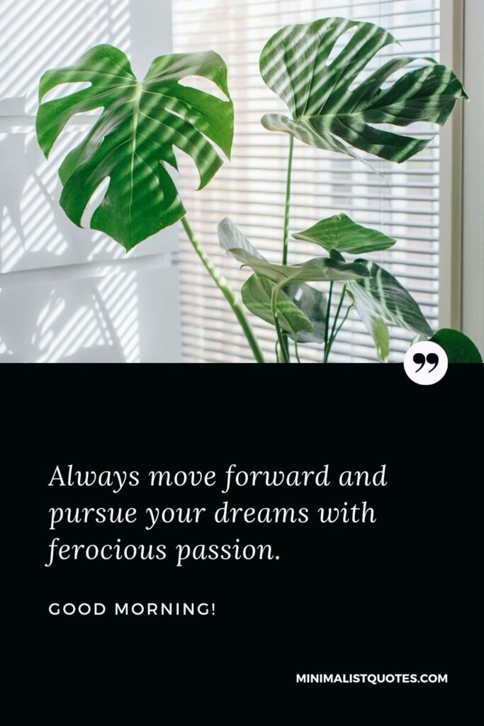 Good Morning Wish & Message With Image: Always move forward and pursue your dreams with a ferocious passion.