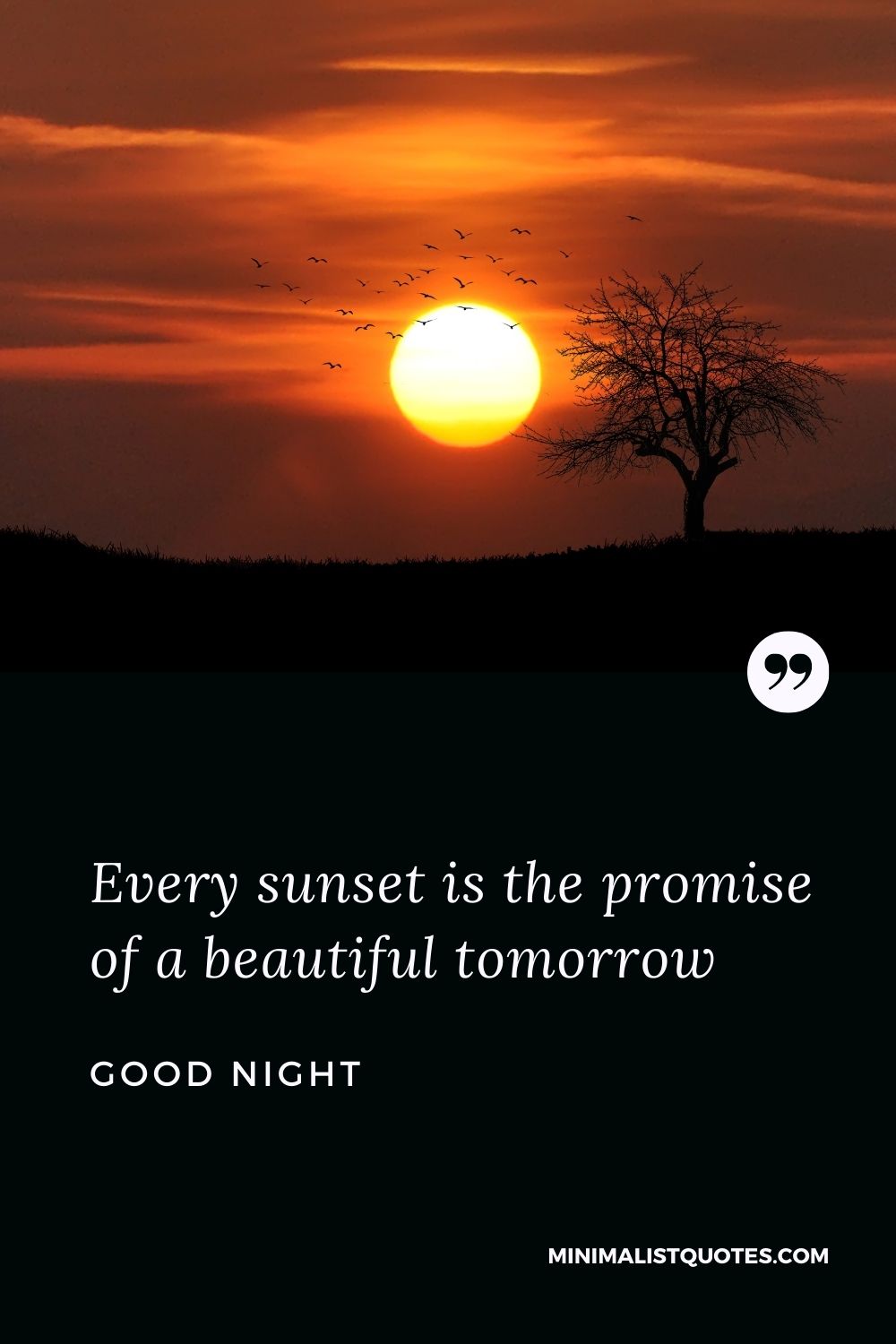 Good Night Wish & Message With Image: Every sunset is the promise of a beautiful tomorrow.