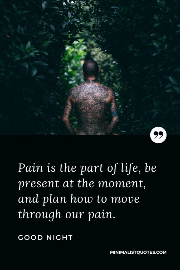 Good Night Wish & Message With Image: Pain is the part of life, be present at the moment, and plan how to move through our pain.