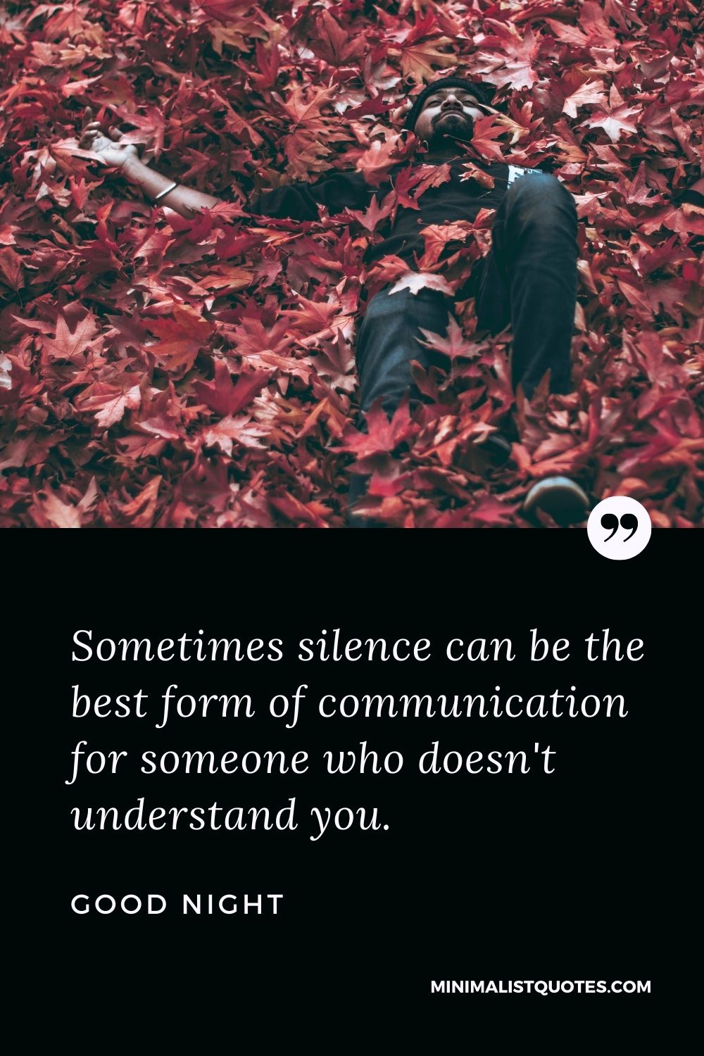 Good Night Wish & Message With Image: Sometimes silence can be the best form of communication for someone who doesn't understand you.