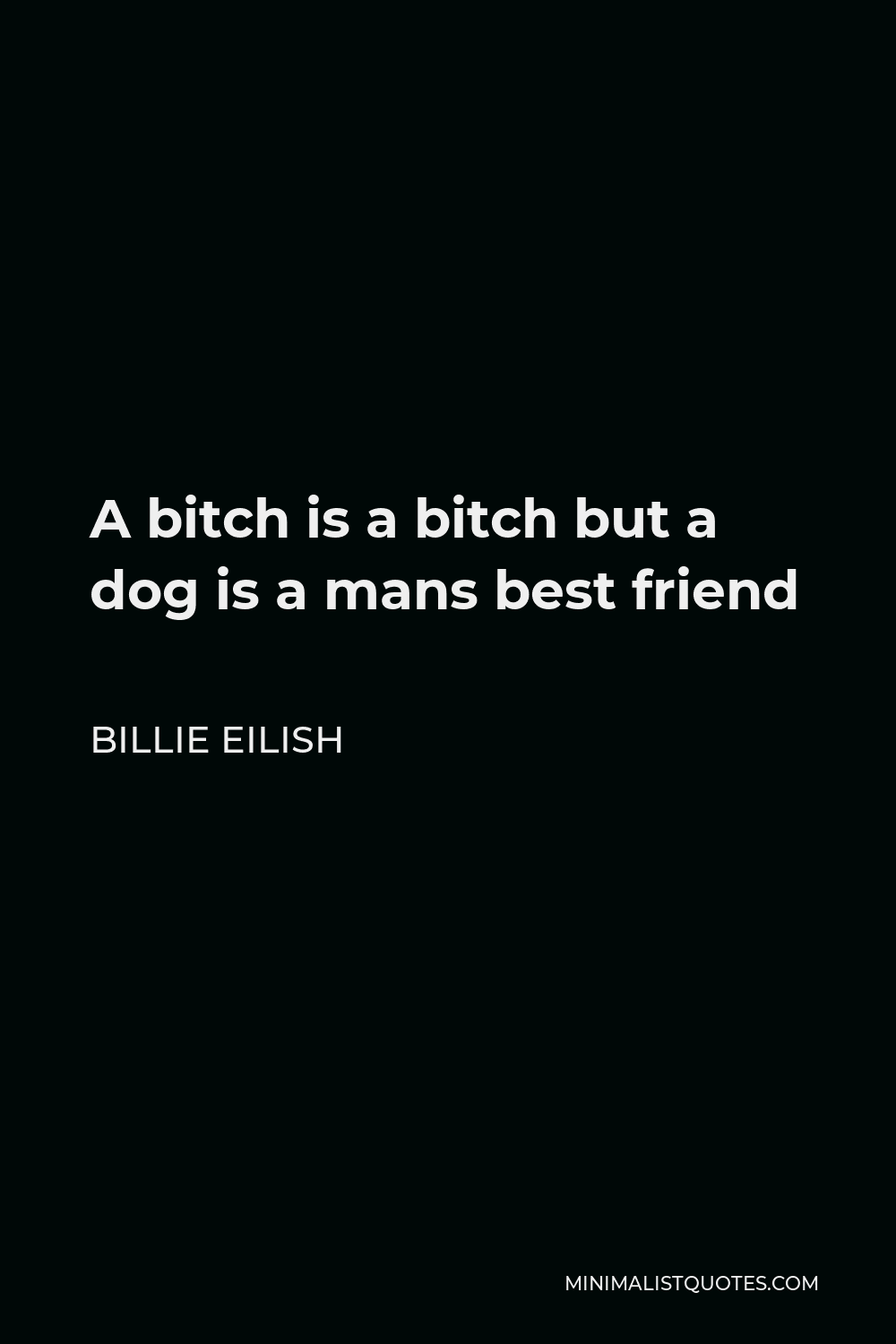 Billie Eilish Quote - A bitch is a bitch but a dog is a mans best friend