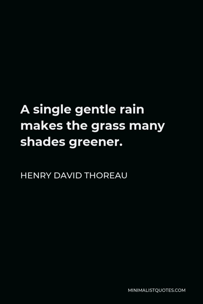 Henry David Thoreau Quote - A single gentle rain makes the grass many shades greener.