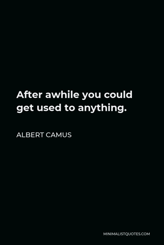 Albert Camus Quote - After awhile you could get used to anything.