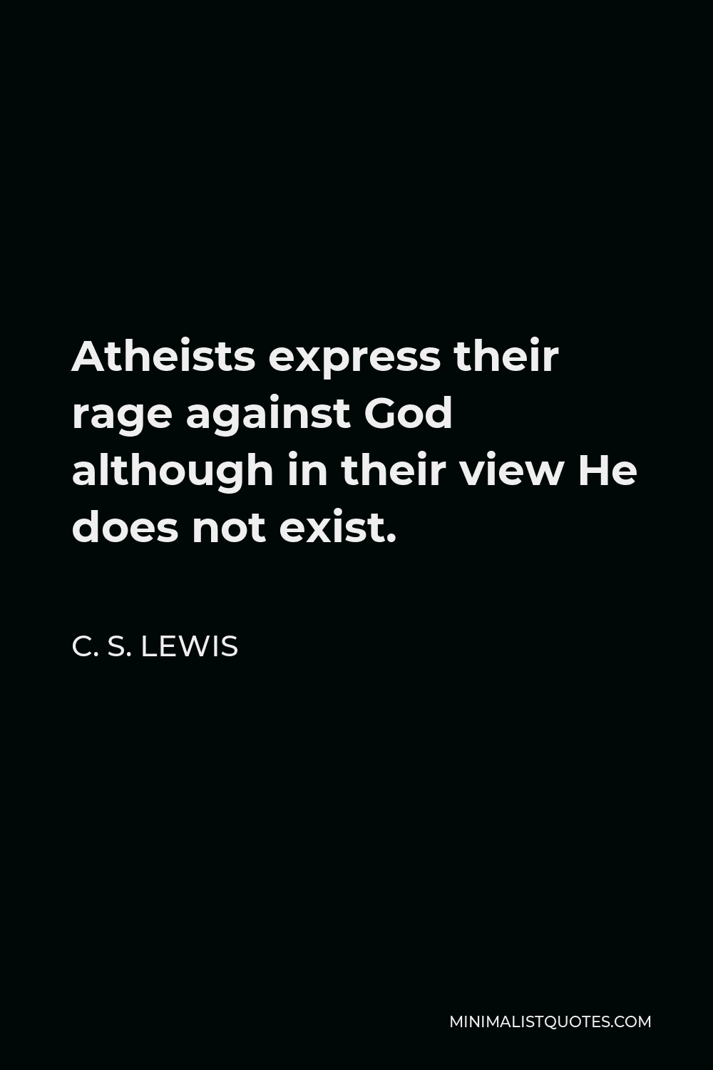 C. S. Lewis Quote - Atheists express their rage against God although in their view He does not exist.