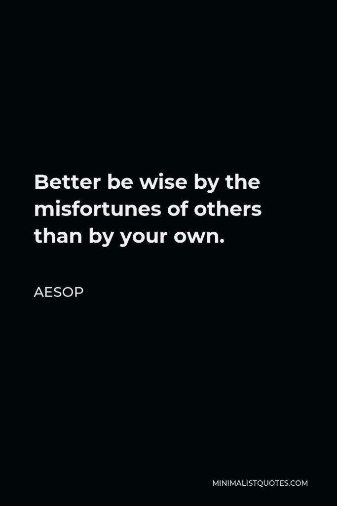 Aesop Quote - Better be wise by the misfortunes of others than by your own.