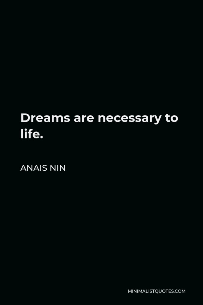 Anais Nin Quote - Dreams are necessary to life.