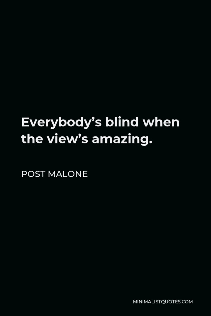 Post Malone Quote - Everybody’s blind when the view’s amazing.