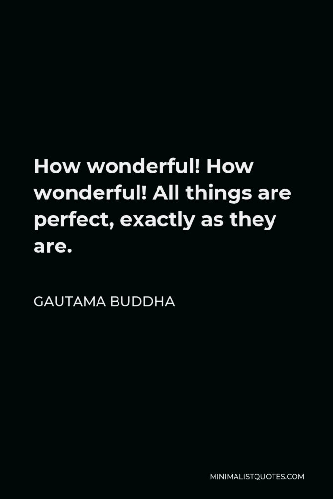 Gautama Buddha Quote - How wonderful! How wonderful! All things are perfect, exactly as they are.