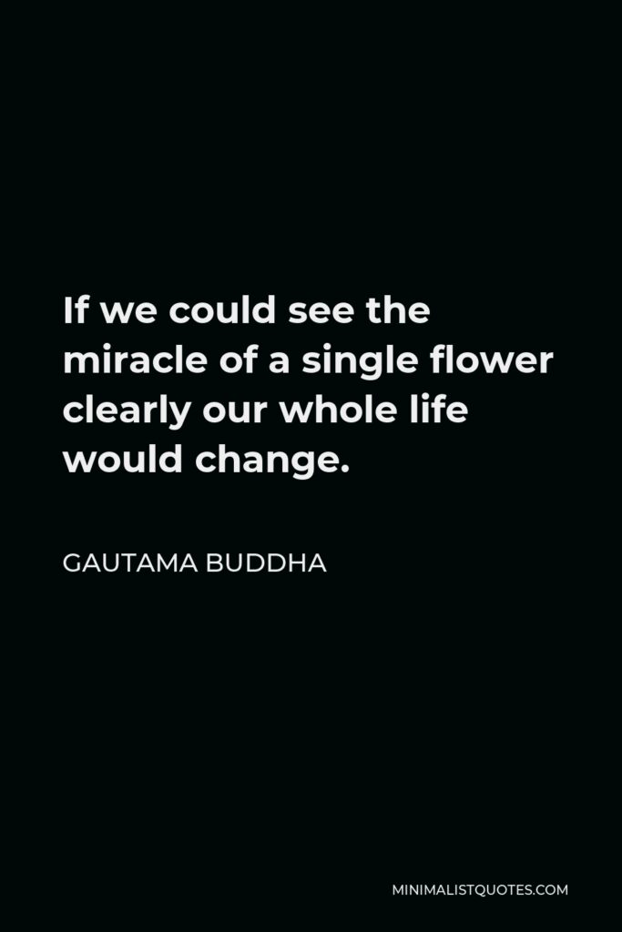 Gautama Buddha Quote - If we could see the miracle of a single flower clearly our whole life would change.