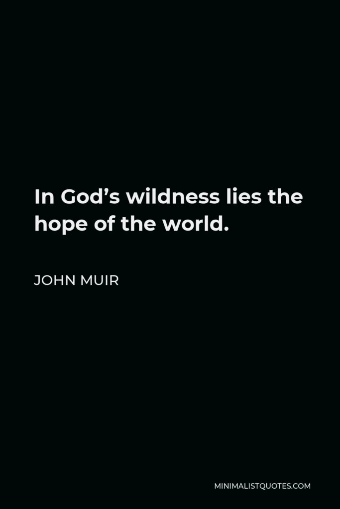 John Muir Quote - In God’s wildness lies the hope of the world.