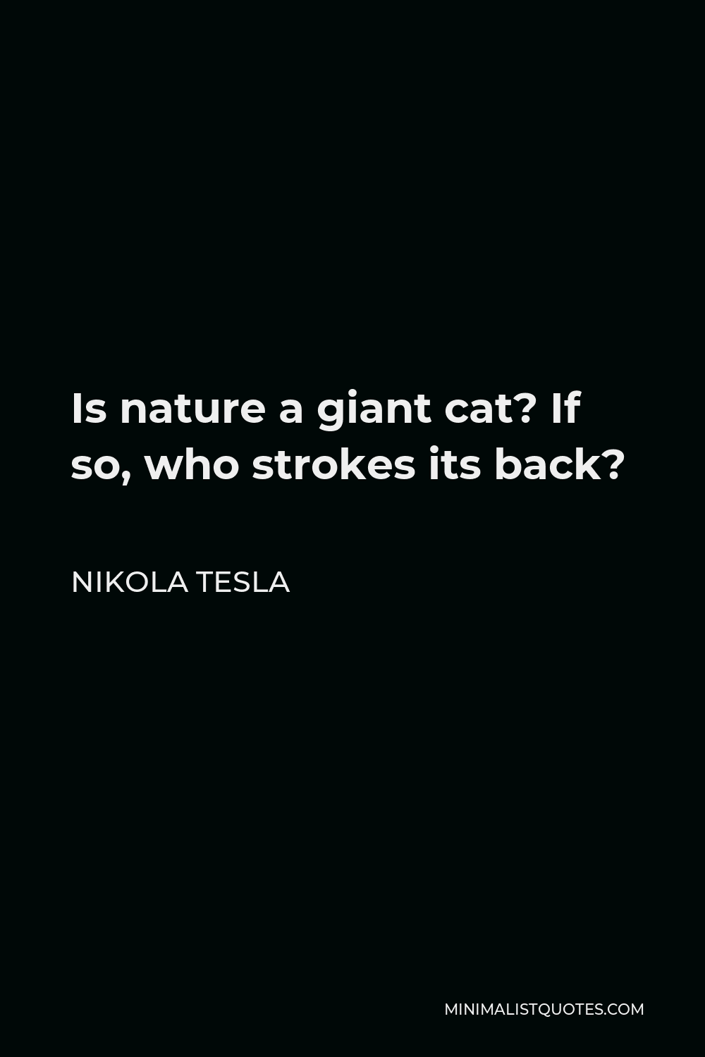 Nikola Tesla Quote - Is nature a giant cat? If so, who strokes its back?