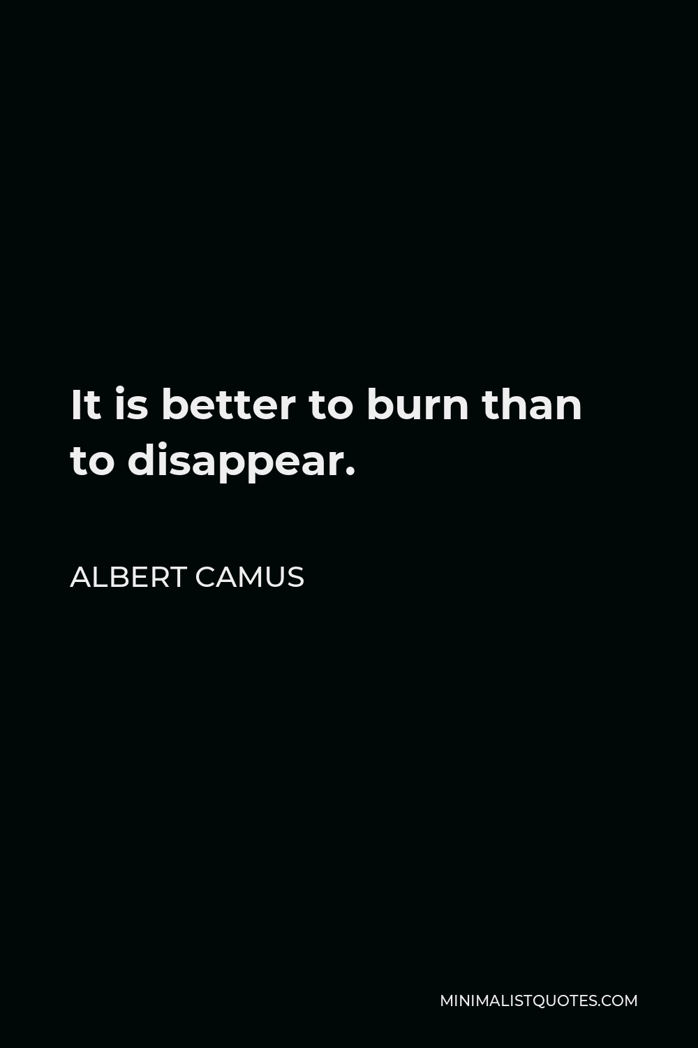 Albert Camus Quote - It is better to burn than to disappear.