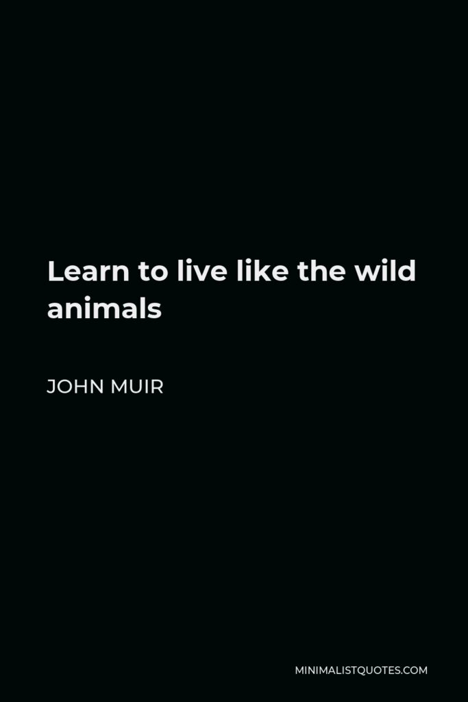 John Muir Quote - Learn to live like the wild animals