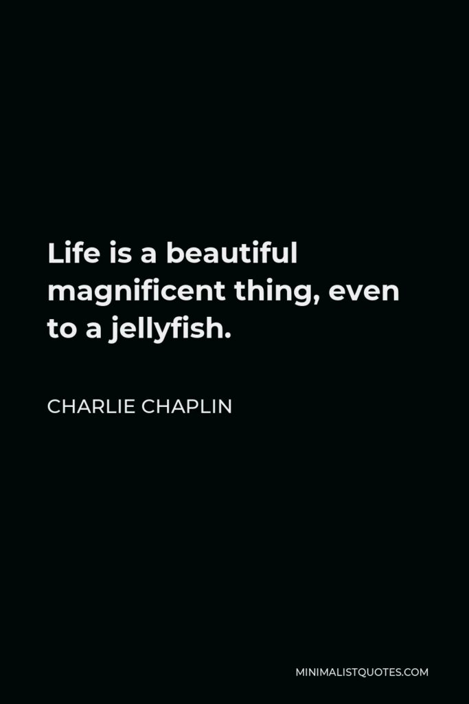 Charlie Chaplin Quote - Life is a beautiful magnificent thing, even to a jellyfish.