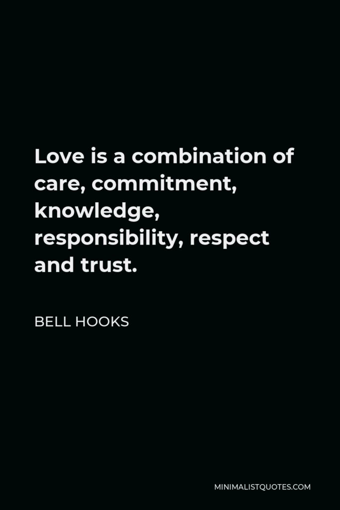 Bell Hooks Quote - Love is a combination of care, commitment, knowledge, responsibility, respect and trust.
