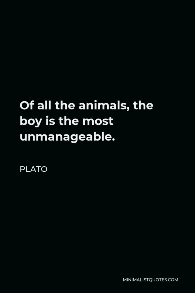 Plato Quote - Of all the animals, the boy is the most unmanageable.