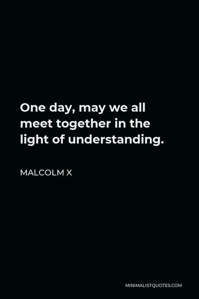 Malcolm X Quote - One day, may we all meet together in the light of understanding.