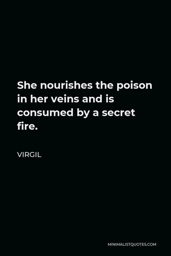 Virgil Quote - She nourishes the poison in her veins and is consumed by a secret fire.