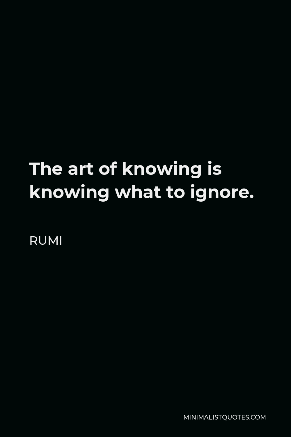Rumi Quote - The art of knowing is knowing what to ignore.