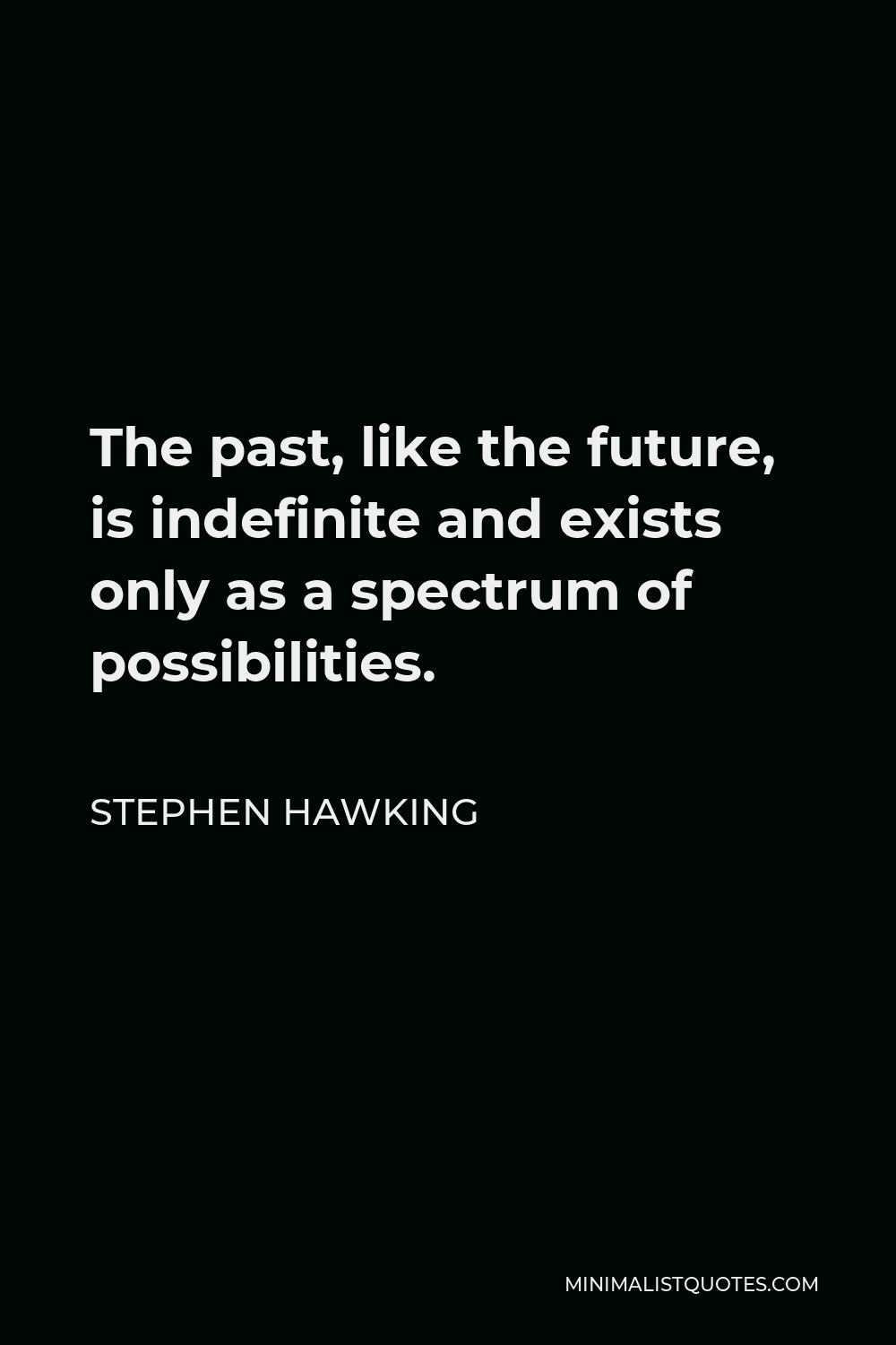Stephen Hawking Quote - The past, like the future, is indefinite and exists only as a spectrum of possibilities.