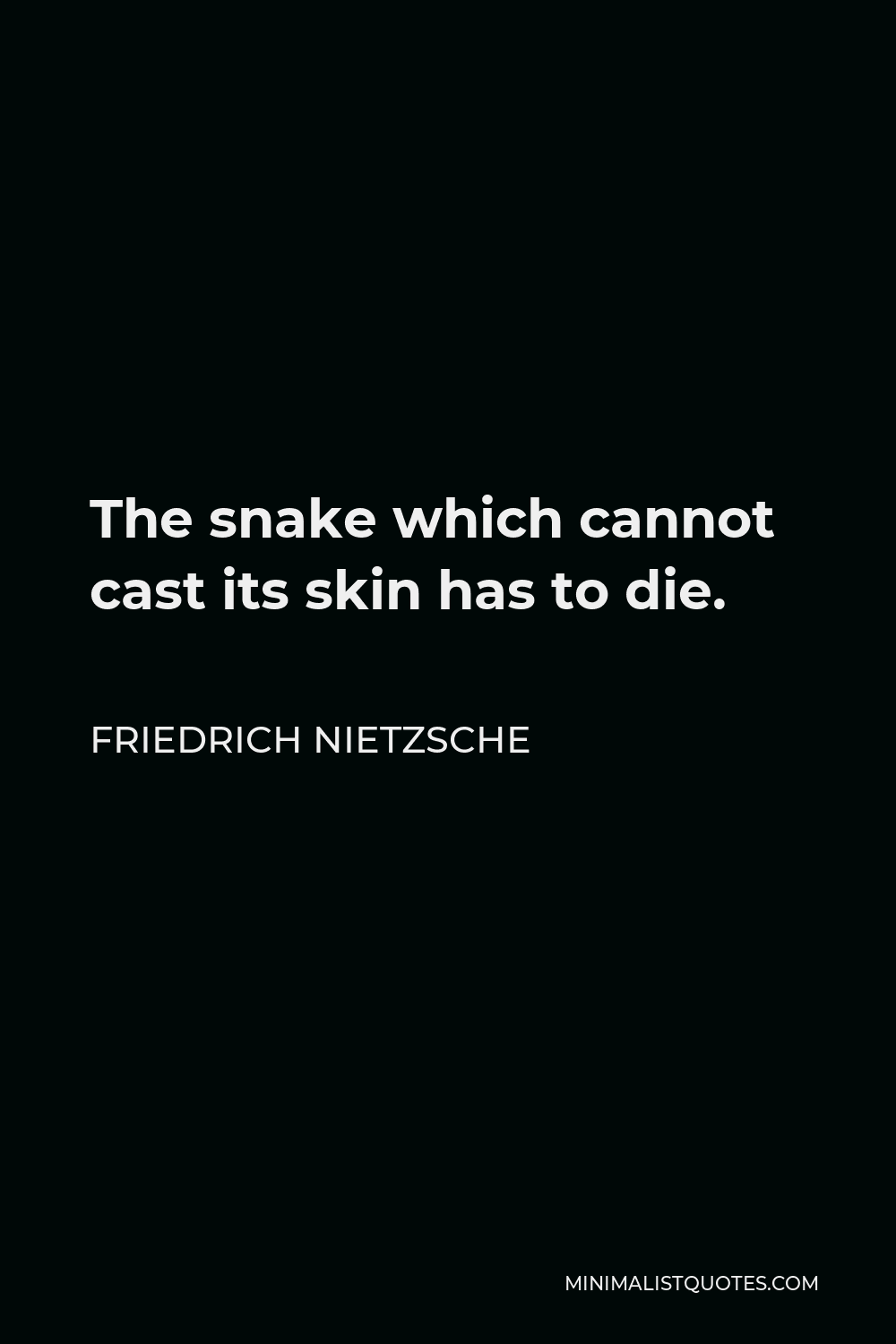 Friedrich Nietzsche Quote - The snake which cannot cast its skin has to die.