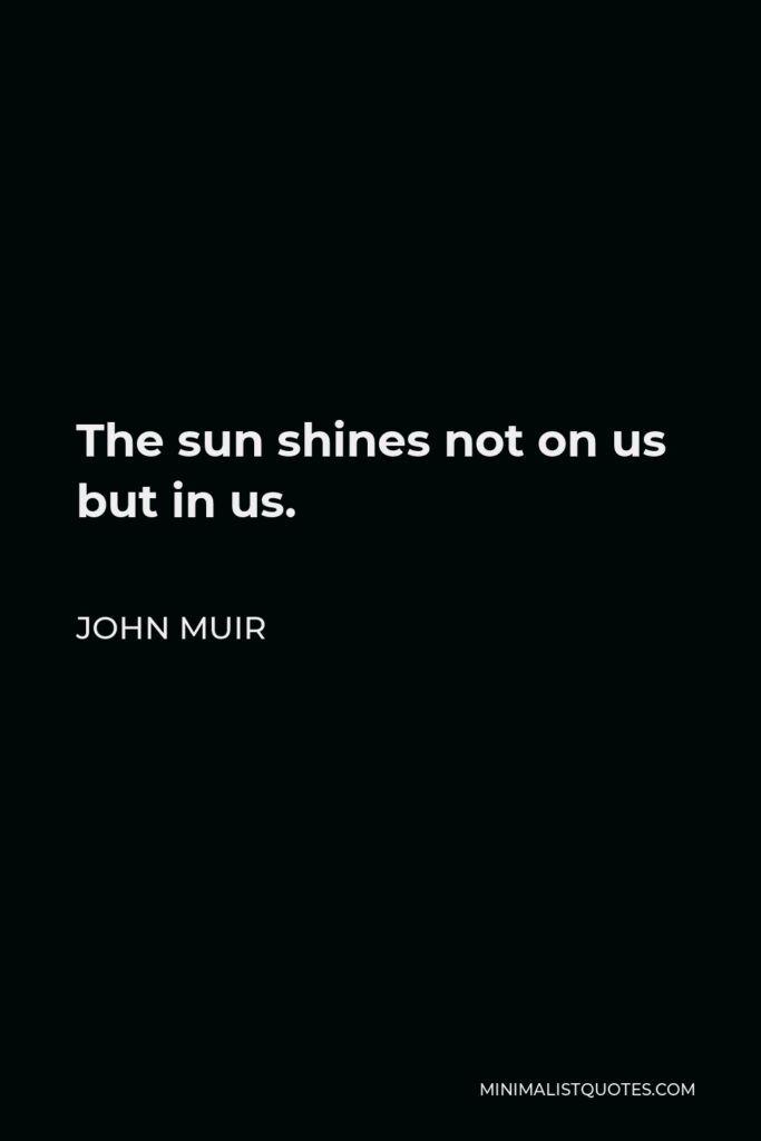 John Muir Quote - The sun shines not on us but in us.