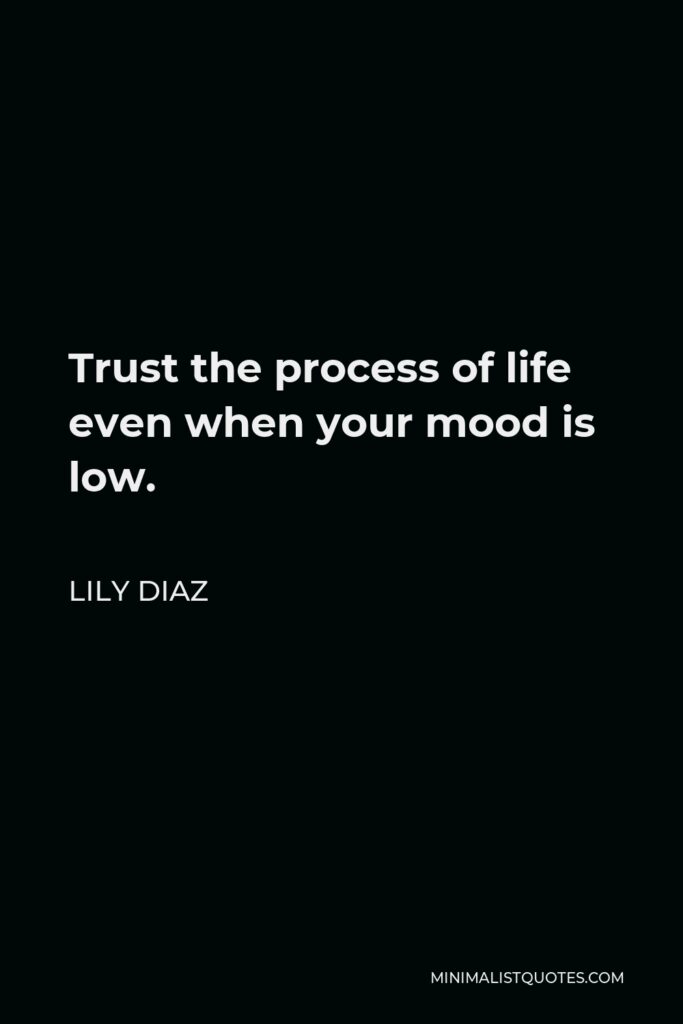 Lily Diaz Quote - Trust the process of life even when your mood is low. 