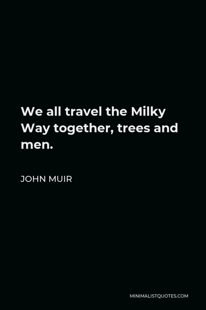 John Muir Quote - We all travel the Milky Way together, trees and men.