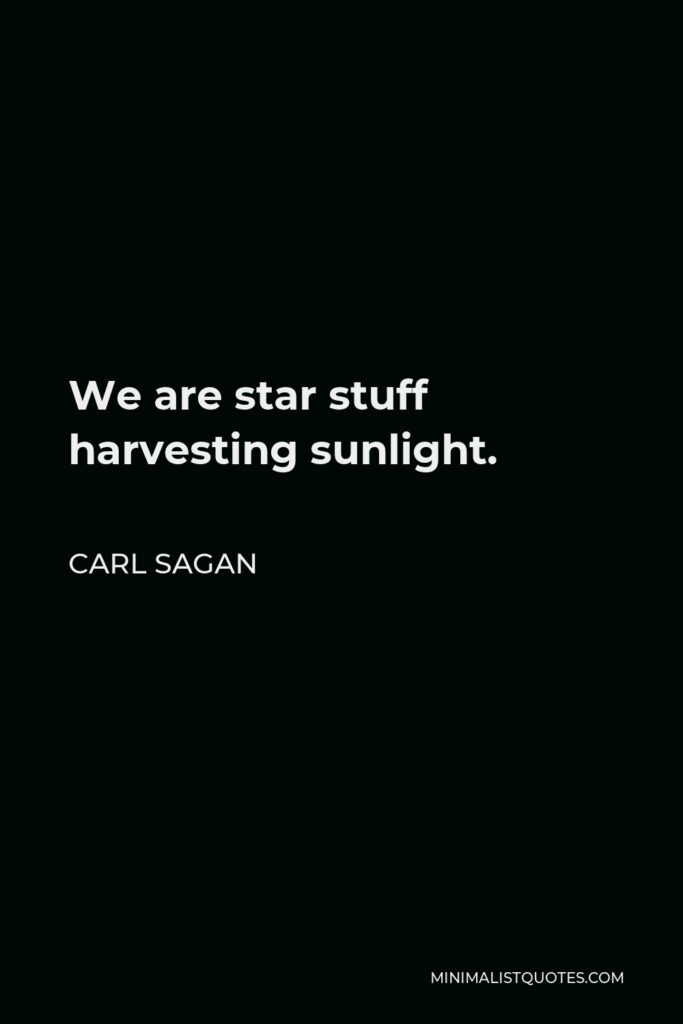 Carl Sagan Quote - We are star stuff harvesting sunlight.