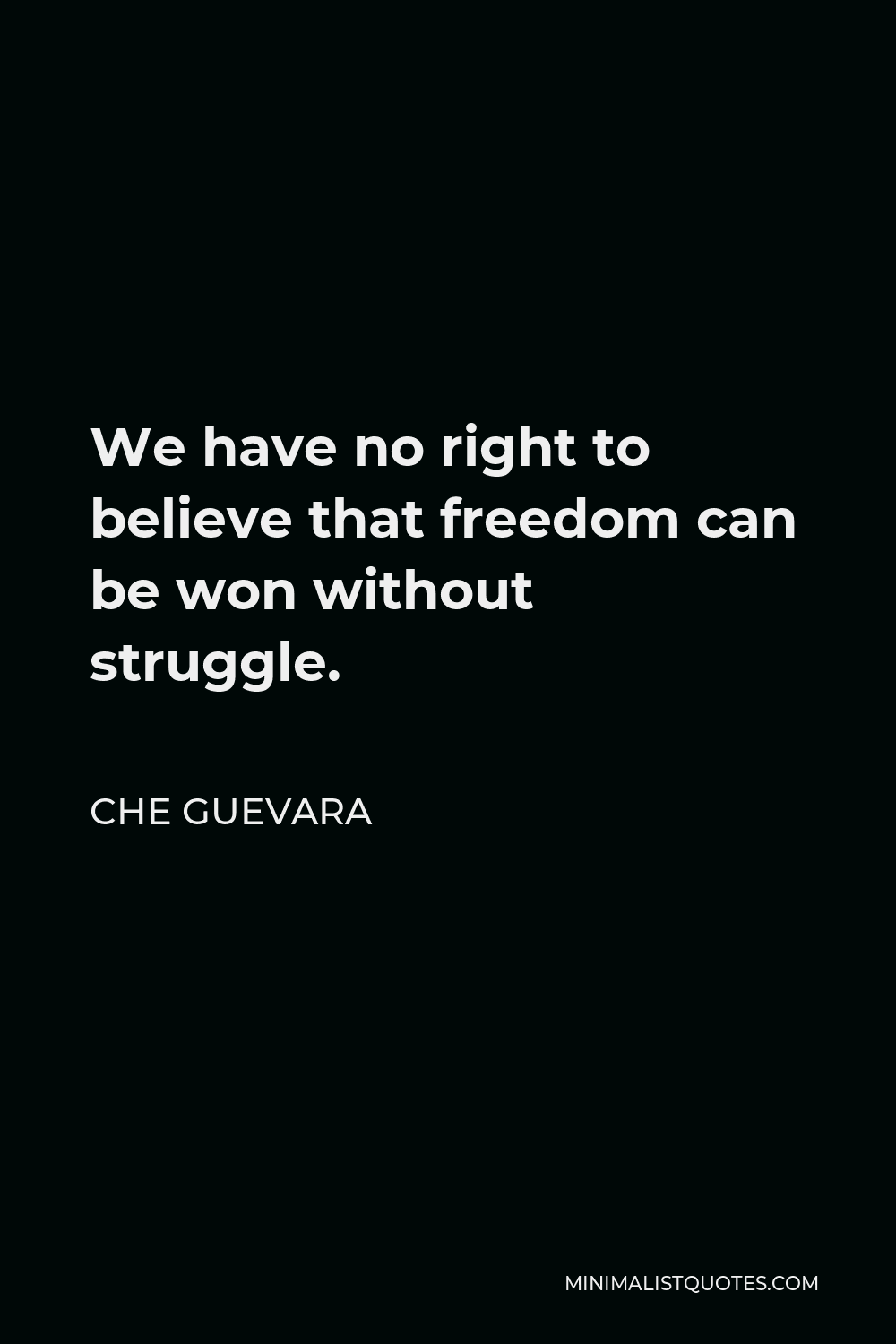 Che Guevara Quote: We Have No Right To Believe That Freedom Can Be Won  Without Struggle.