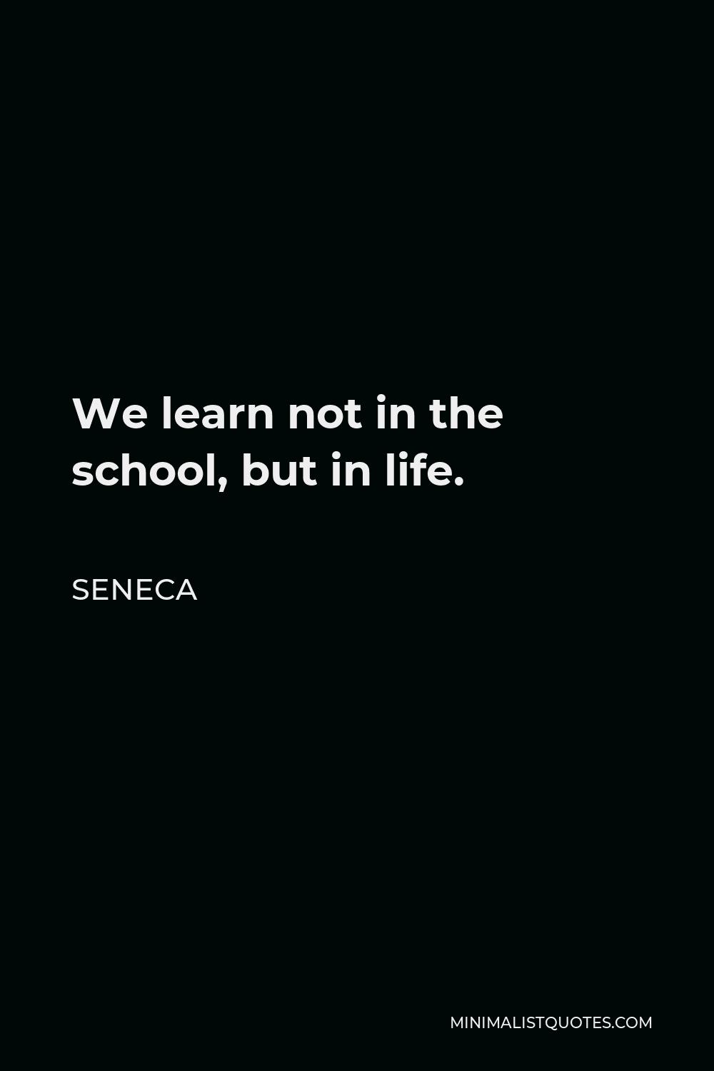 Seneca Quote - We learn not in the school, but in life.