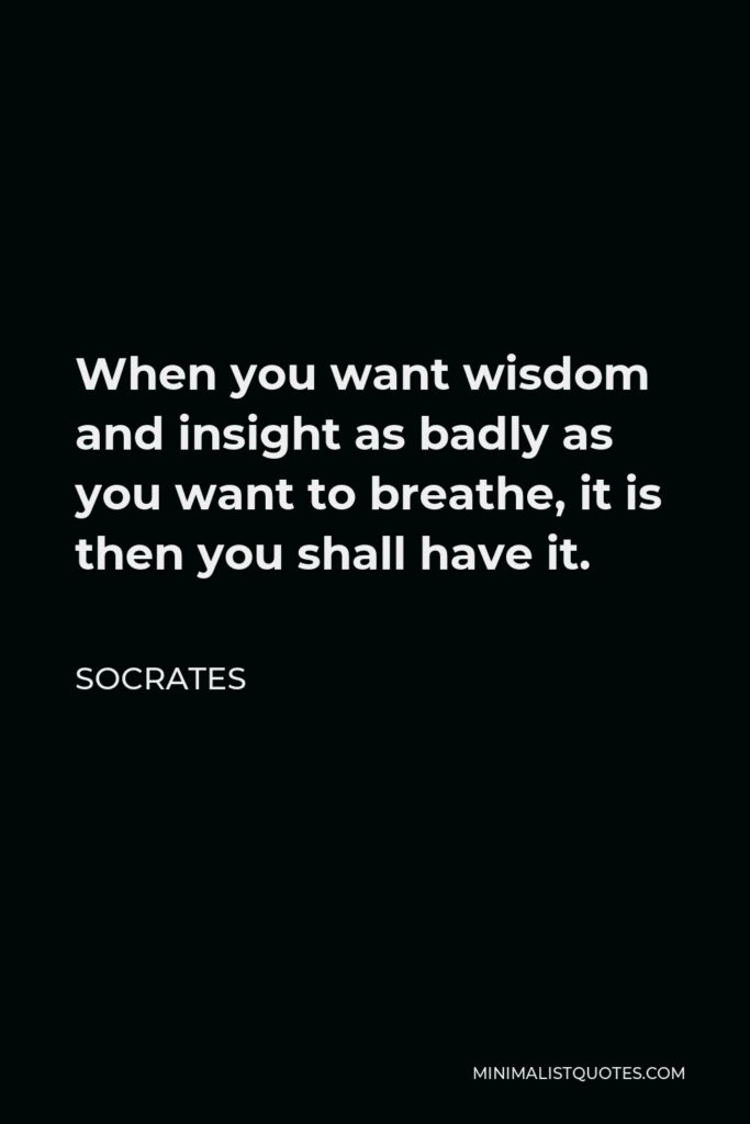 Socrates Quote - When you want wisdom and insight as badly as you want to breathe, it is then you shall have it.