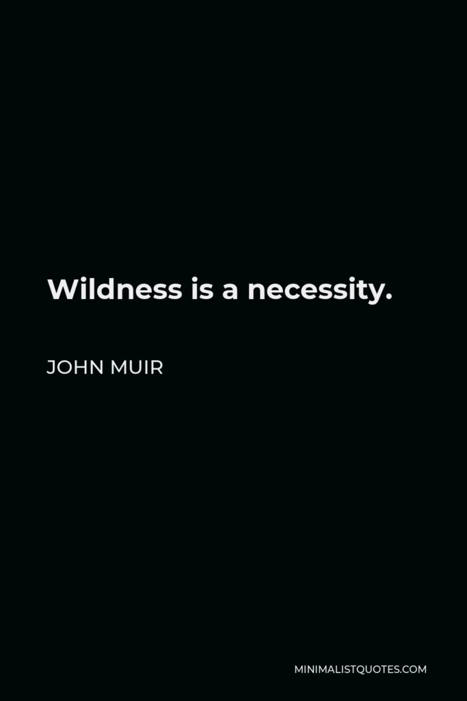 John Muir Quote - Wildness is a necessity.